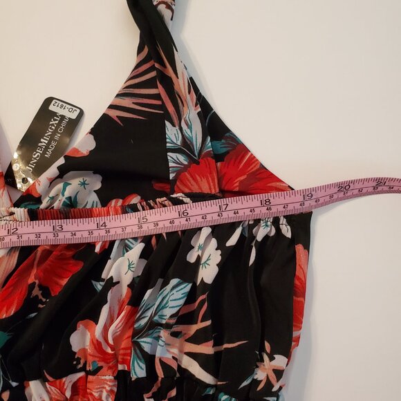 Women's Casual Sleeveless Smoked Floral Print maxi Dress Size L. - Picture 11 of 11
